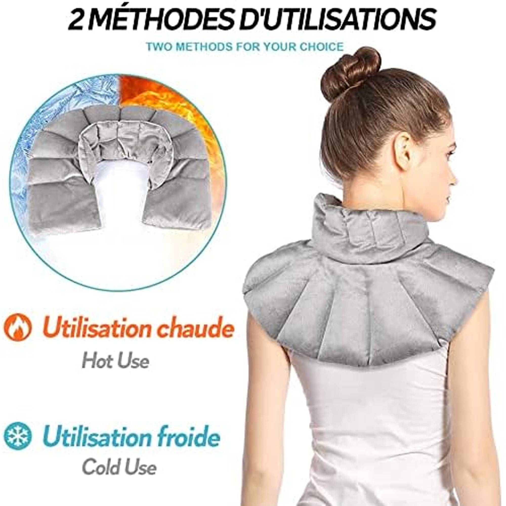 Fishtec - Coussin chauffant cervicales FISHTEC micro-ondes, modèle couvre-épaules, garnissage riz et lavande, conçu pour soulager les tensions du cou - Image 7