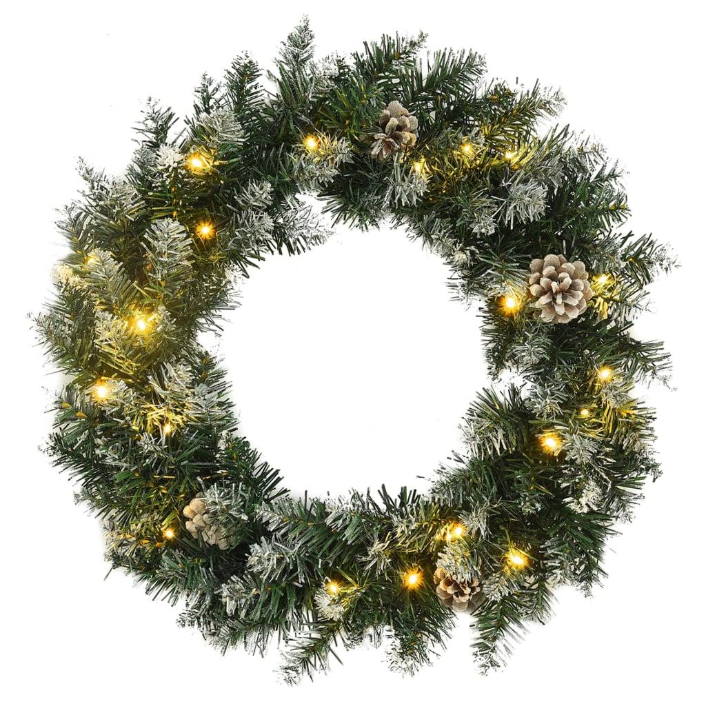 Maison Chic - Couronne de Noël - Guirlande de Noël - Décorations De Noël avec lumières LED Vert 45 cm PVC - Image 1