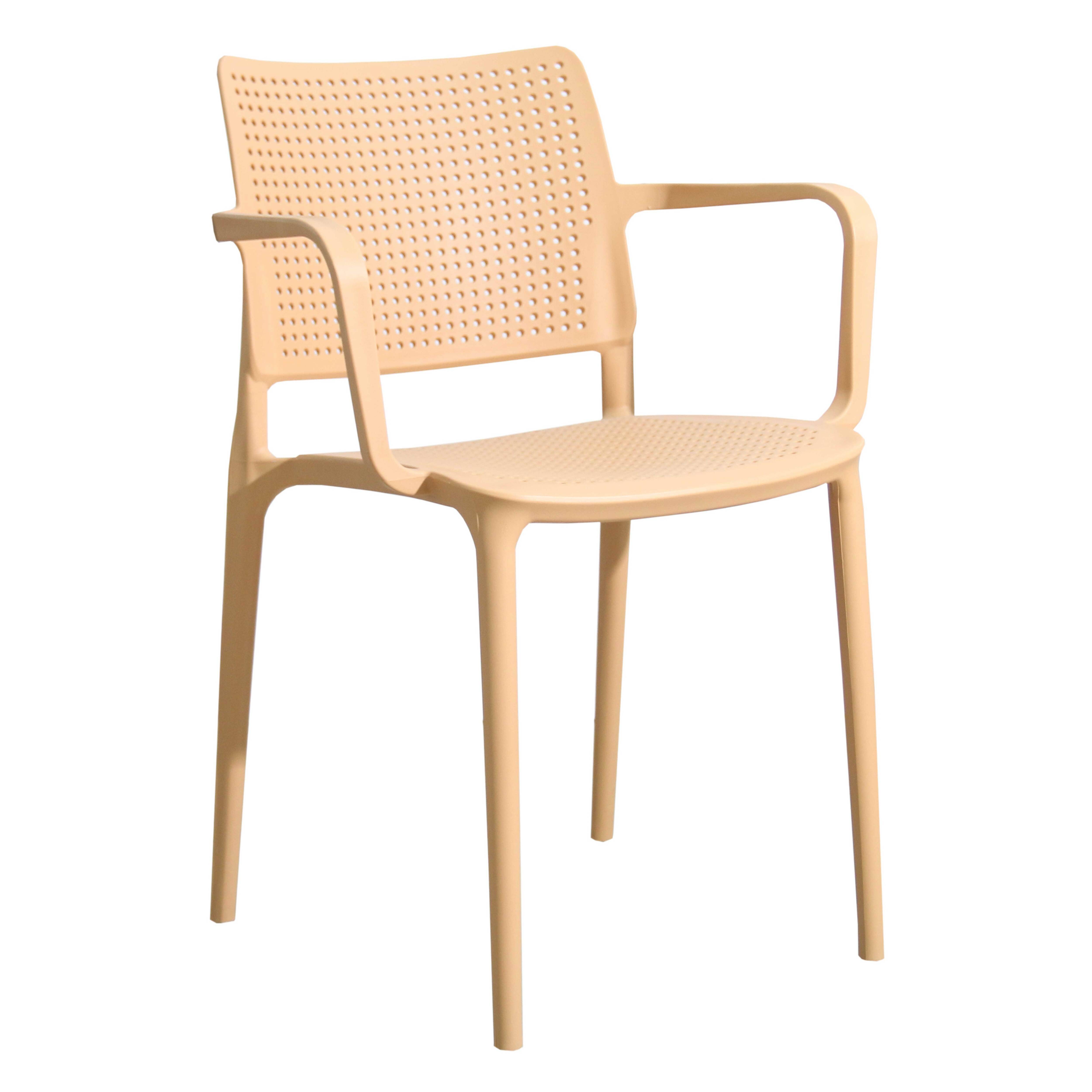 Oviala - Lot de 4 chaises de terrasse en plastique jaune clair Riga - Oviala - Image 2