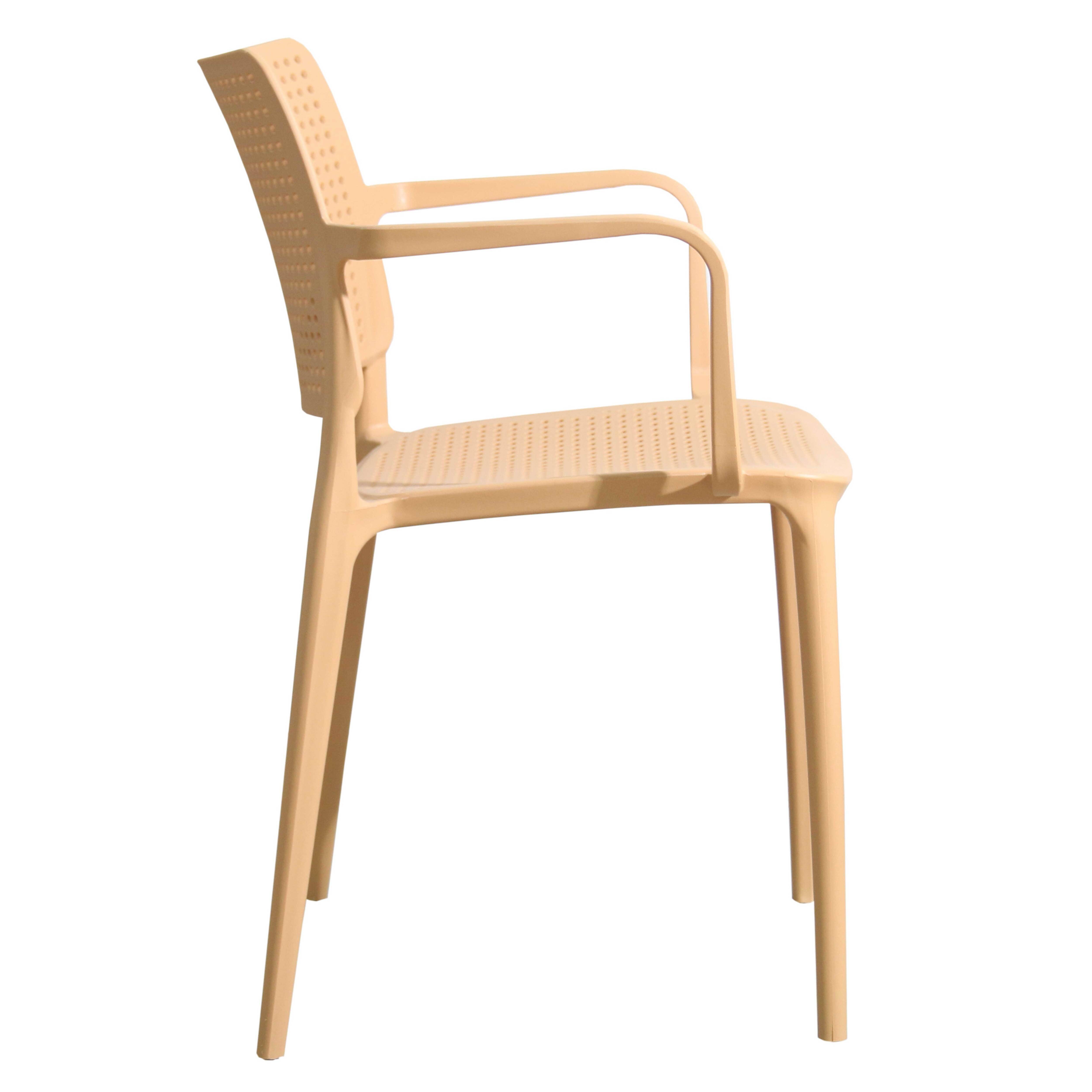 Oviala - Lot de 4 chaises de terrasse en plastique jaune clair Riga - Oviala - Image 4
