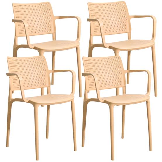 Oviala - Lot de 4 chaises de terrasse en plastique jaune clair Riga - Oviala - Image 1