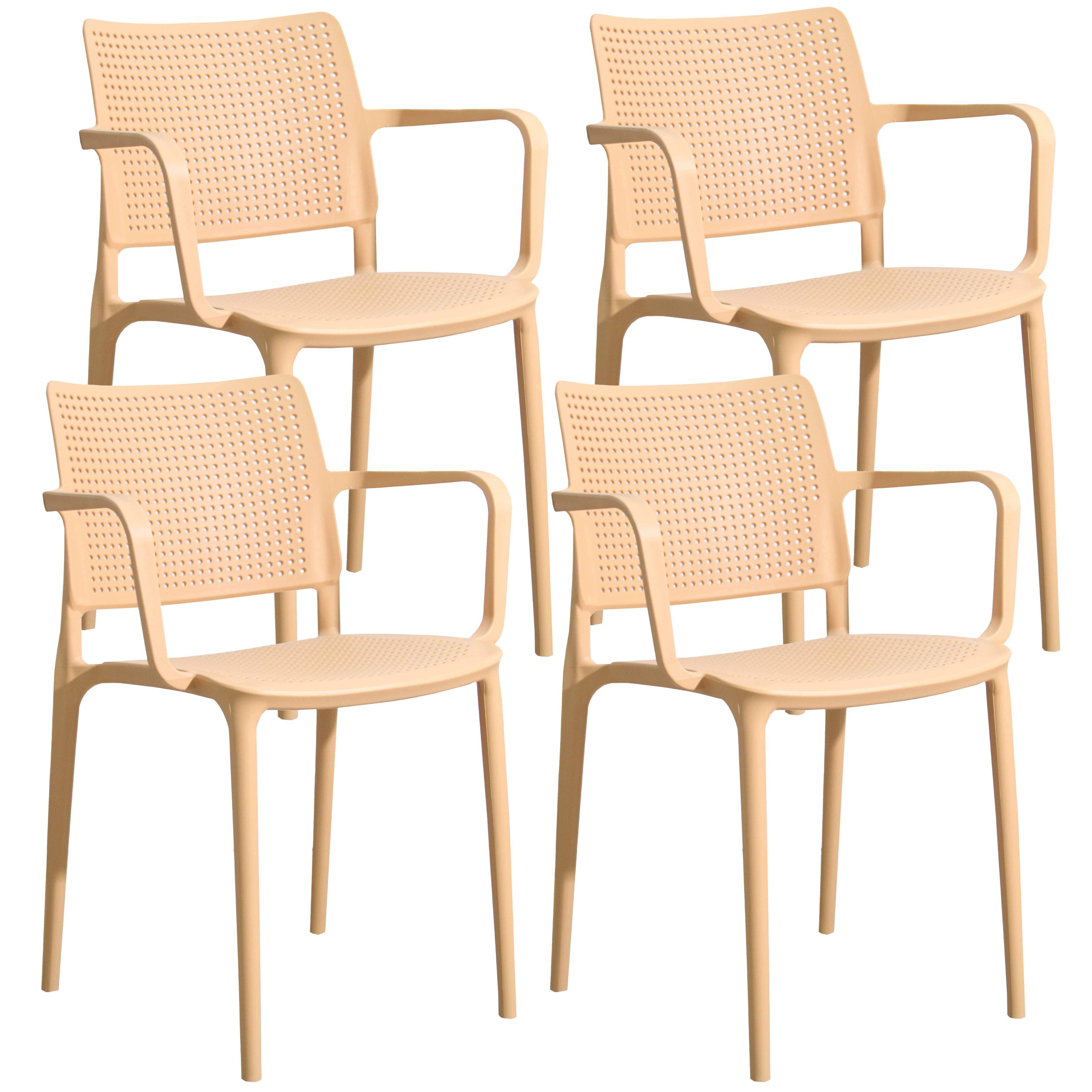 Oviala - Lot de 4 chaises de terrasse en plastique jaune clair Riga - Oviala - Image 1