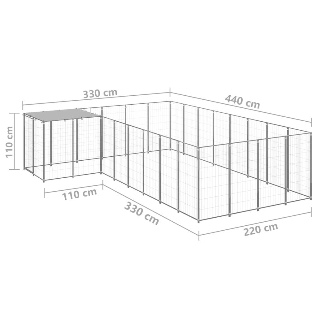 Vidaxl - Chenil Argenté 10,89 m² Acier vidaXL 3082232 - Imagen 3