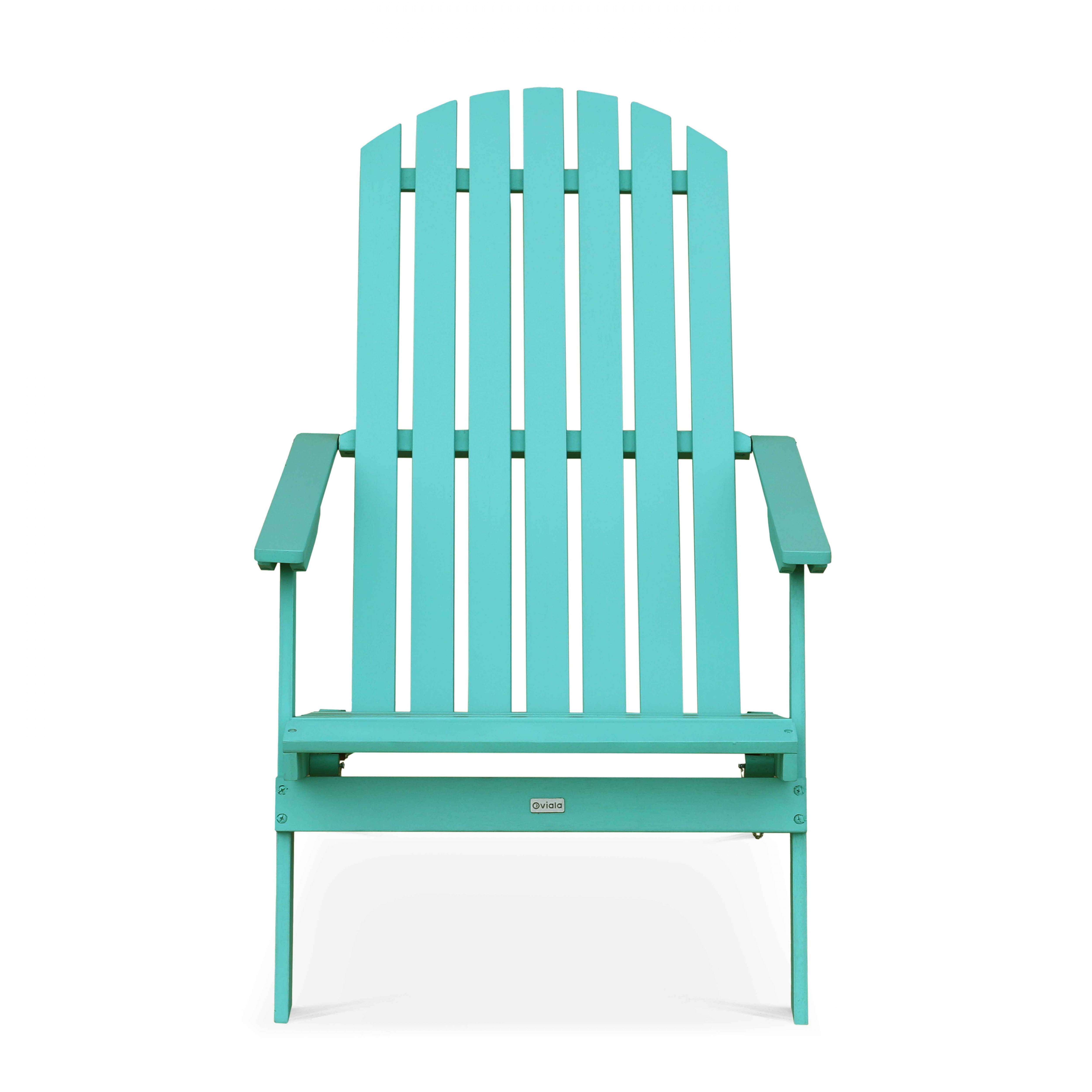 Oviala - Fauteuil relax pliant en bois d'eucalyptus turquoise - Oviala - Image 3