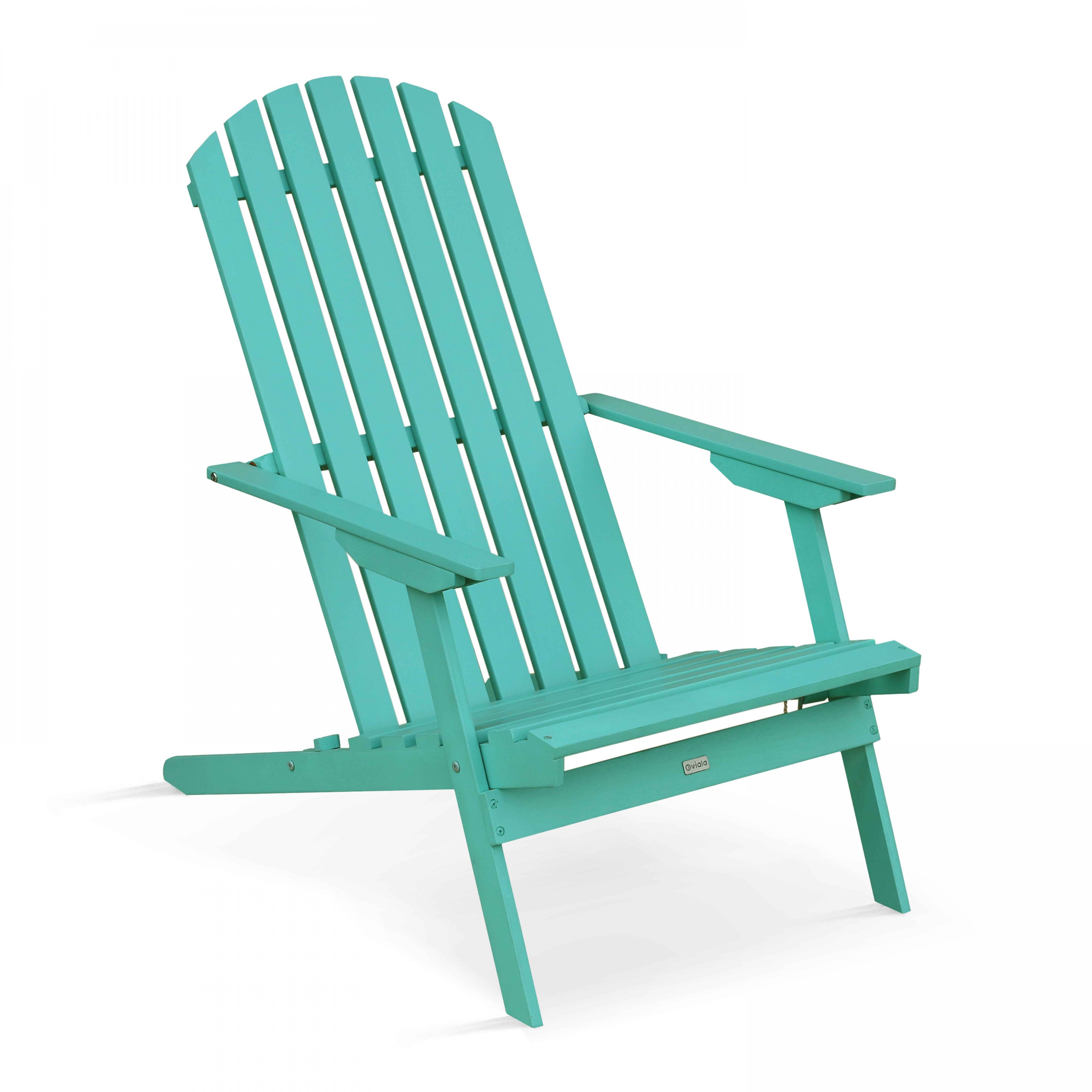 Oviala - Fauteuil relax pliant en bois d'eucalyptus turquoise - Oviala - Image 1