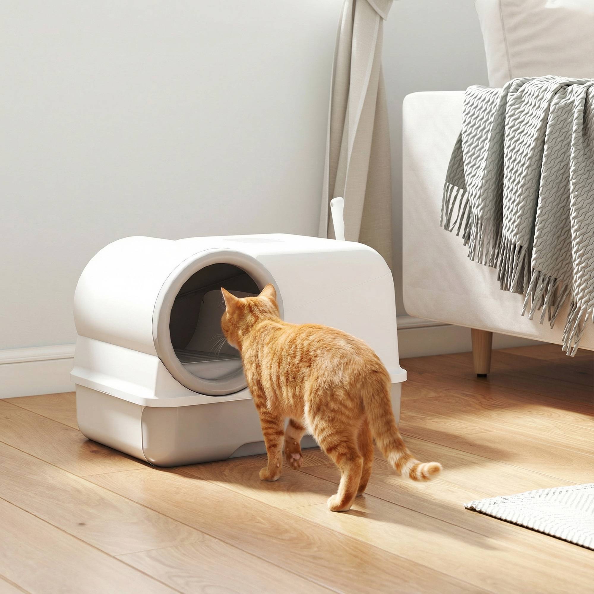 Maison de toilette fermée plastique pour chats plateau coulissant 59cm gris - ComfortXL Outdoor Living - Image 4