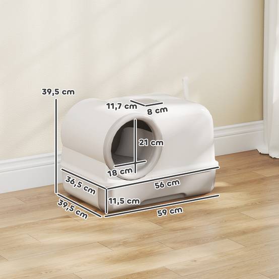 Maison de toilette fermée plastique pour chats plateau coulissant 59cm gris - ComfortXL Outdoor Living - Image 5