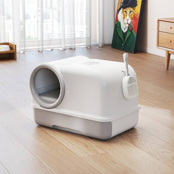 Maison de toilette fermée plastique pour chats plateau coulissant 59cm gris - ComfortXL Outdoor Living - Image 10
