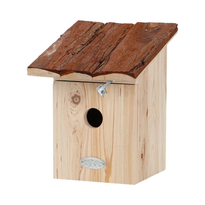 Best For Birds - Nichoir en bois pour mésange charbonière avec toit en écorce - Beige/Marron - L 20,3 x P 21,2 x H 24,4 cm - Image 1