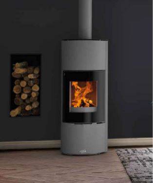 Poêle bois bûche GODIN Terrasson 8Kw - Gris - 400230 - Image 1
