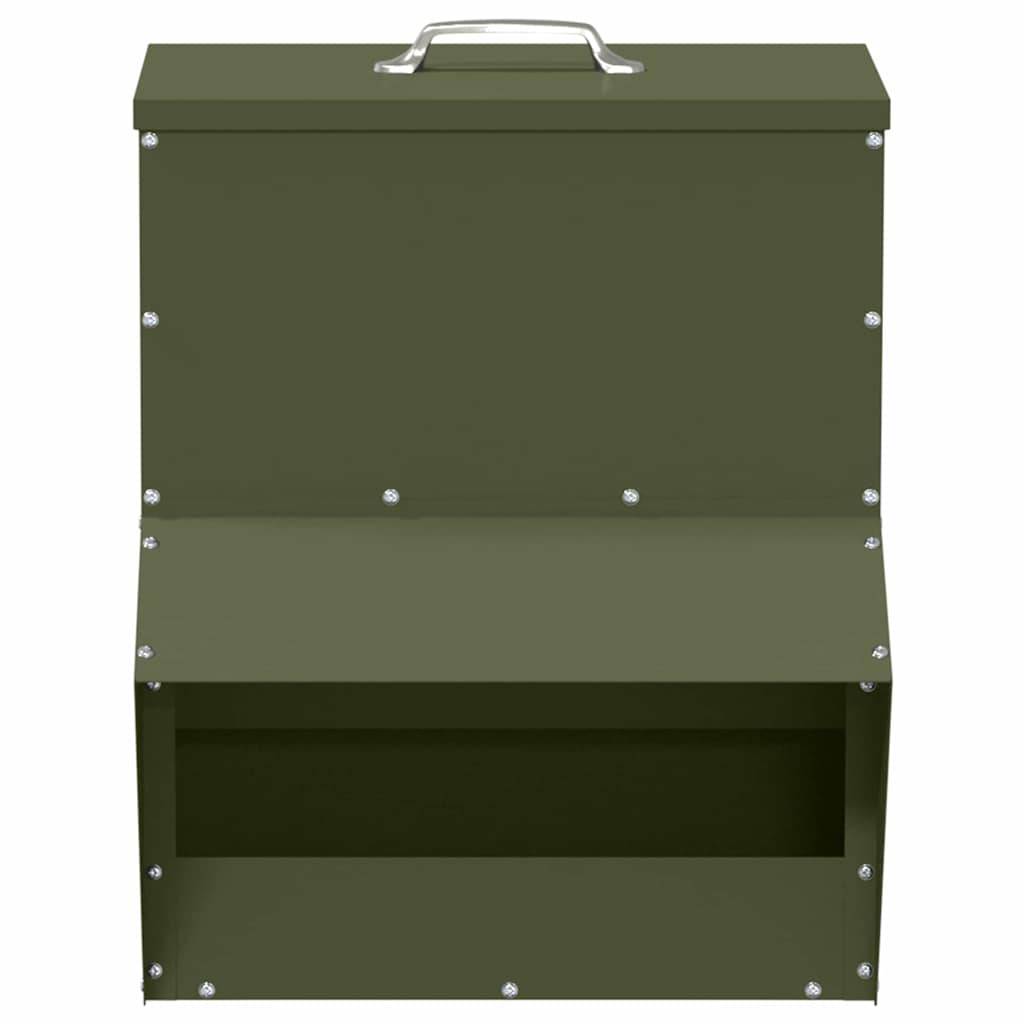 Distributeur Grain Compact Métal Poule 2kg Vert Olive - ComfortXL Outdoor Living - Image 4