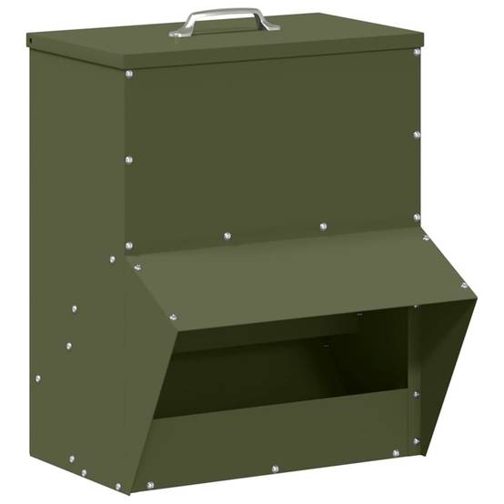 Distributeur Grain Compact Métal Poule 2kg Vert Olive - ComfortXL Outdoor Living - Image 2