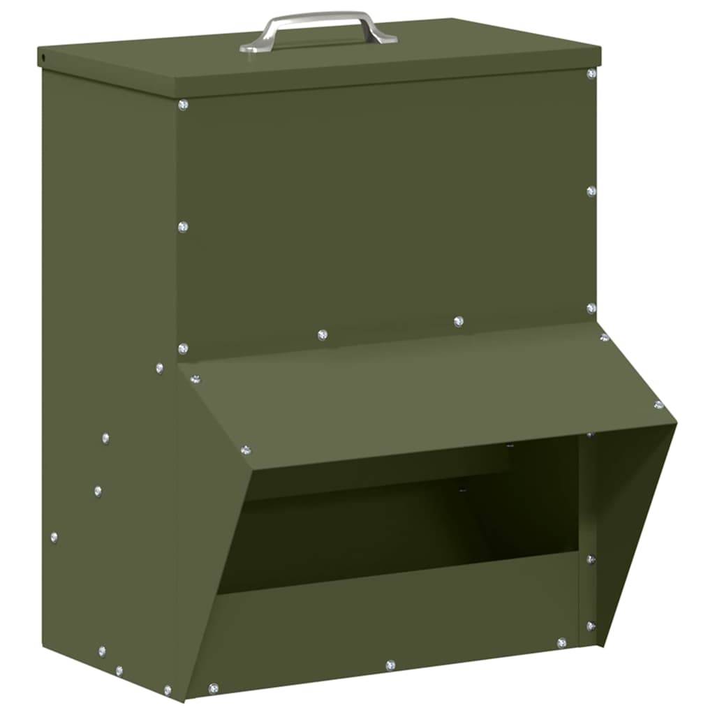 Distributeur Grain Compact Métal Poule 2kg Vert Olive - ComfortXL Outdoor Living - Image 2