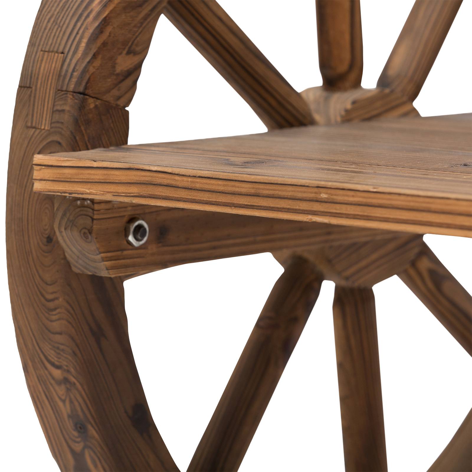ComfortXL - Banc de jardin 2 places en sapin massif brun 114 x 58 x 80 cm accoudoirs roue et dossier haut confortable - Image 9