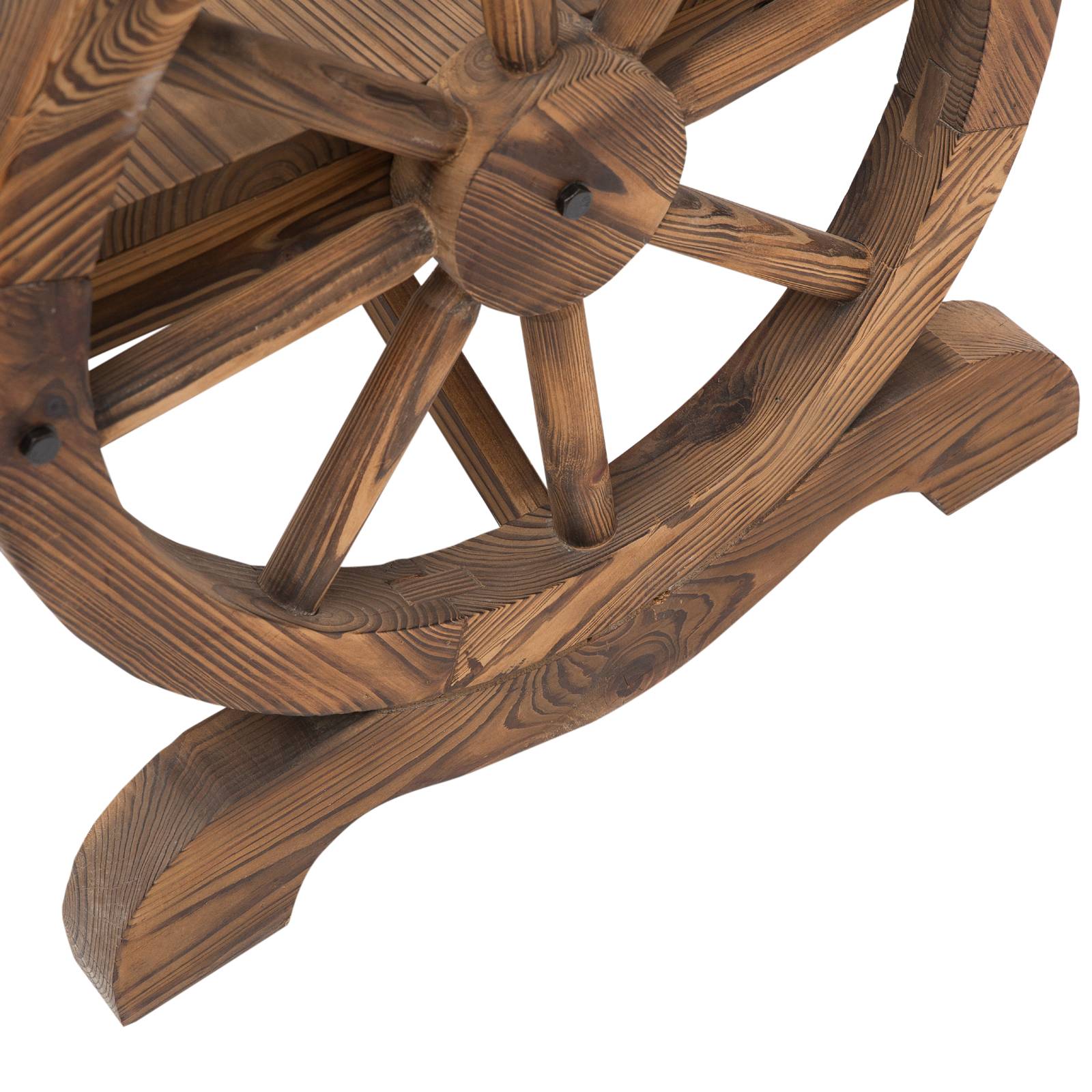 ComfortXL - Banc de jardin 2 places en sapin massif brun 114 x 58 x 80 cm accoudoirs roue et dossier haut confortable - Image 8
