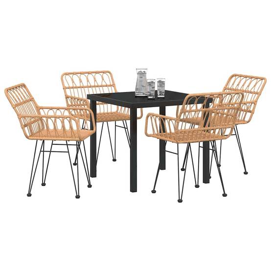 Ensemble Table et Chaises de Jardin en Poly Rotin pour 4 Personnes Idéal Terrasse Marron – ComfortXL Outdoor Living - Image 3