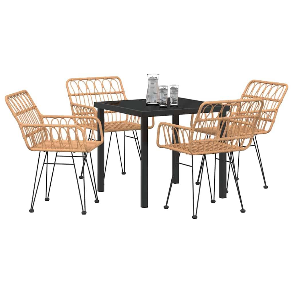 Ensemble Table et Chaises de Jardin en Poly Rotin pour 4 Personnes Idéal Terrasse Marron – ComfortXL Outdoor Living - Image 3