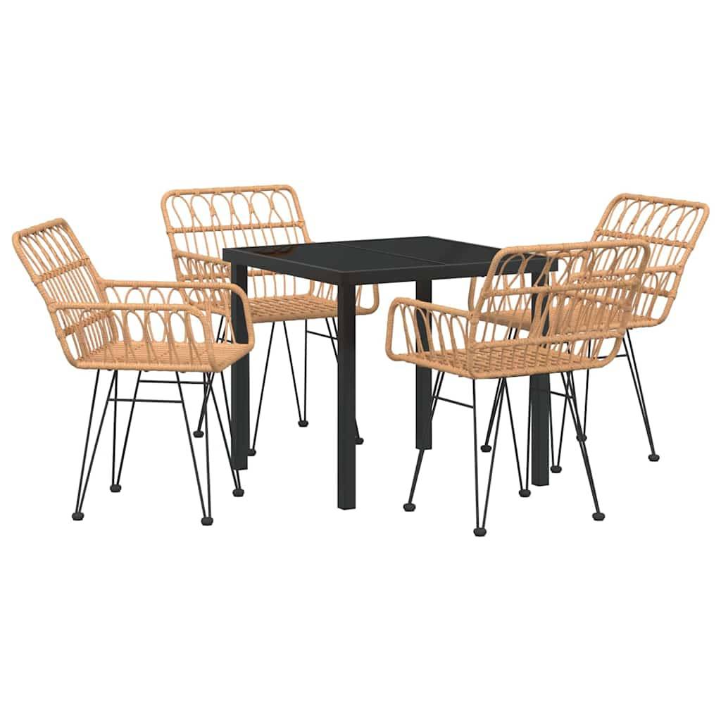 Ensemble Table et Chaises de Jardin en Poly Rotin pour 4 Personnes Idéal Terrasse Marron – ComfortXL Outdoor Living - Image 2