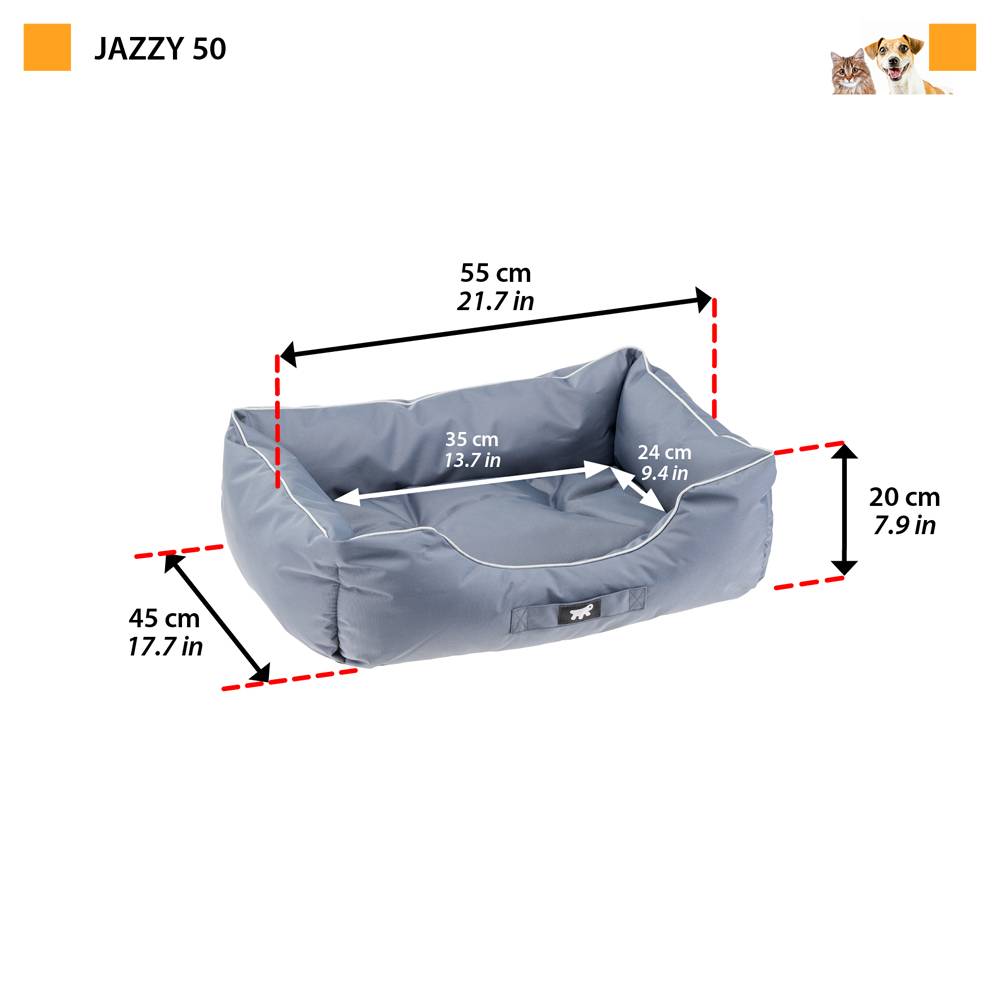 Ferplast - Ferplast Panier Chien Coussin Chien Petite taille Tissu anti-rayures Lavable en machine à 30°CMatelas pour chien imperméable 55 x 45 x 20 cm.Gris - Imagen 2