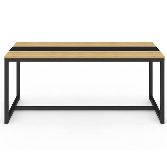 Table à manger rectangle DOVER 8 personnes bande centrale noire design industriel 180 cm - Image 3