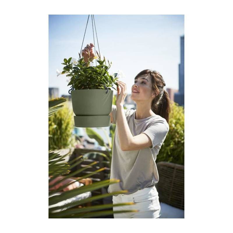 Elho - Elho Pot De Fleurs A Suspendre Greenville 24 - Exterieur - O 23,9 X H 20,3 Cm - Vert Feuille - Imagen 5
