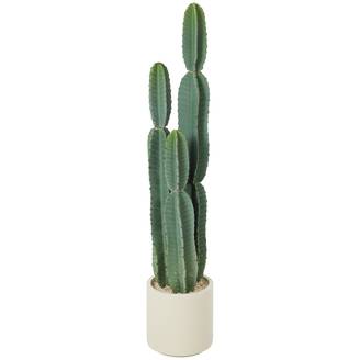 Cactus artificiel 3 tiges EVA, pot PP, déco salon, 25x25x111cm, vert
