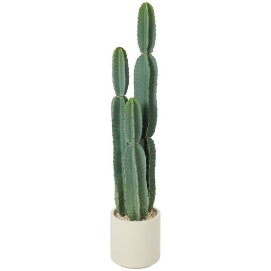 Cactus artificiel 3 tiges EVA, pot PP, déco salon, 25x25x111cm, vert - Image 10