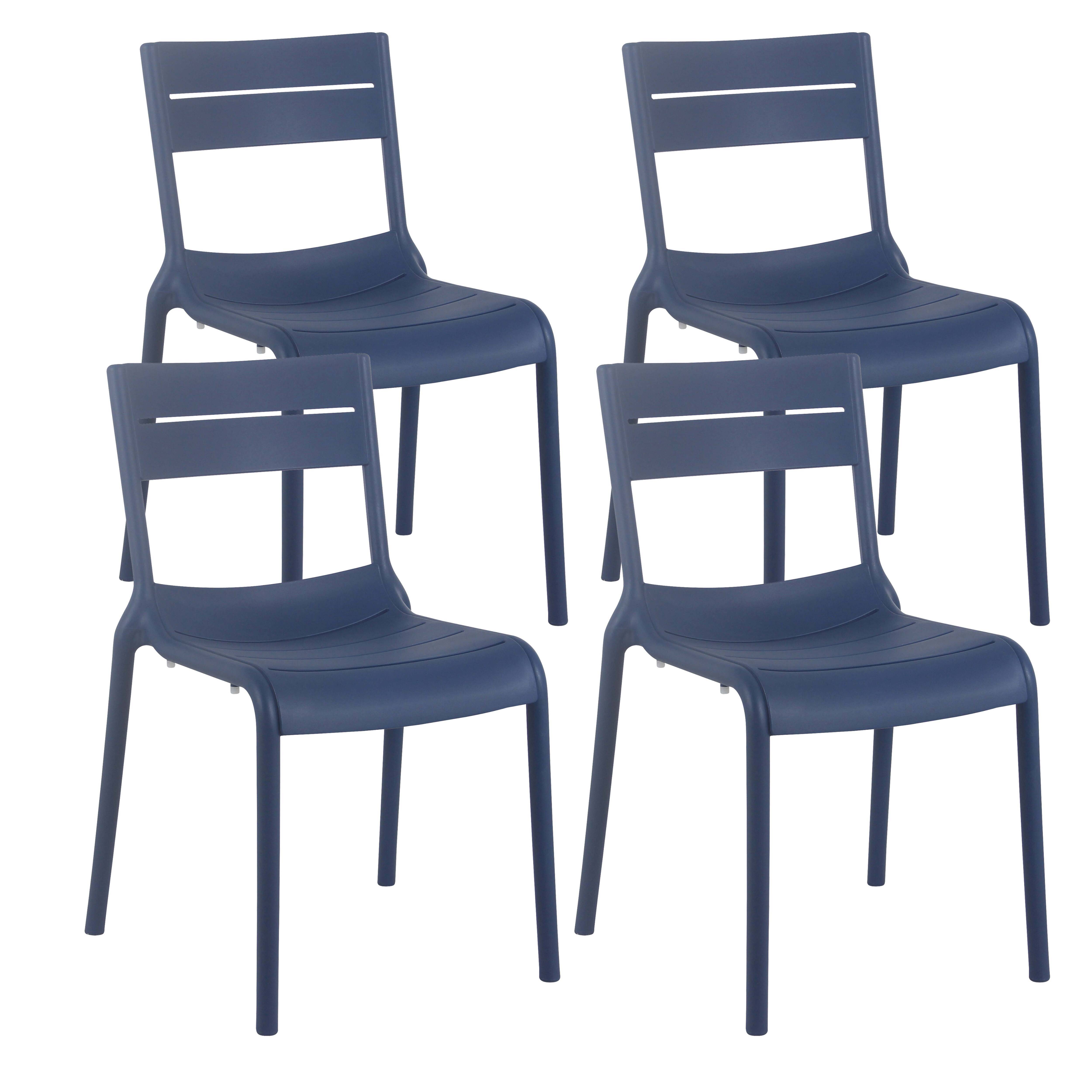 Oviala - Lot de 4 chaises de terrasse en plastique bleu pacific Paname - Oviala - Imagen 1