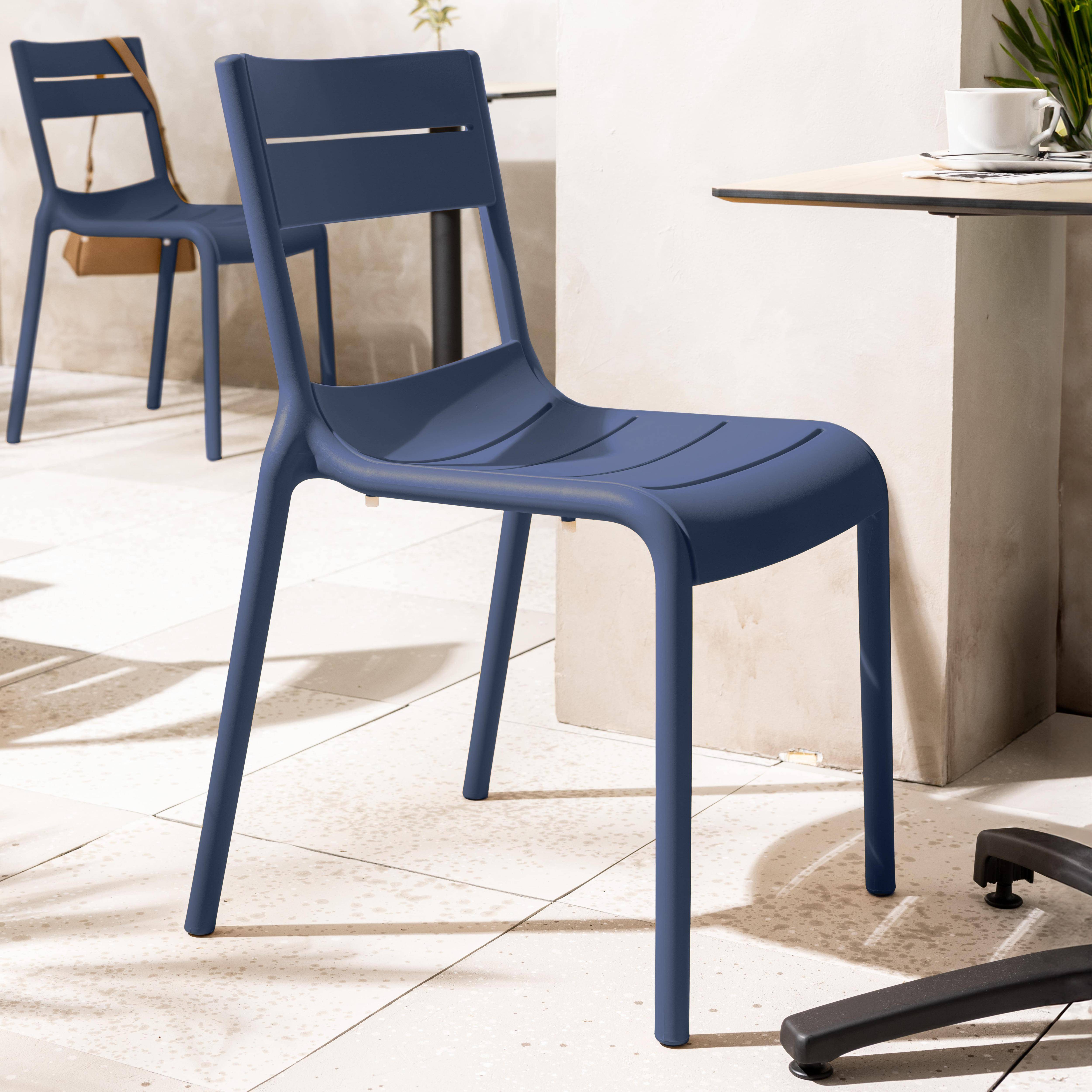 Oviala - Lot de 4 chaises de terrasse en plastique bleu pacific Paname - Oviala - Imagen 2