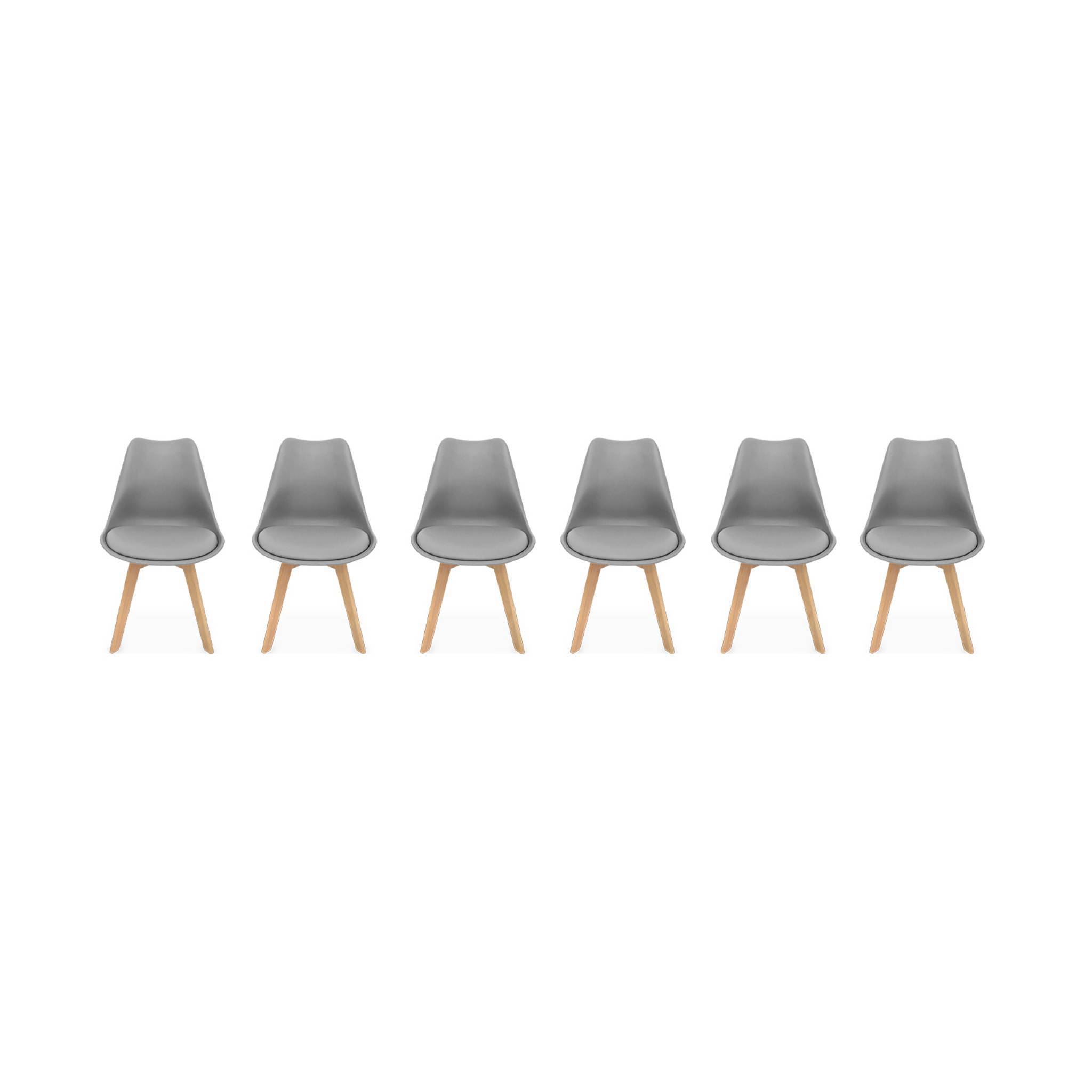 sweeek - Lot de 6 chaises scandinaves. pieds bois de hêtre. chaises 1 place. gris | sweeek - Image 2