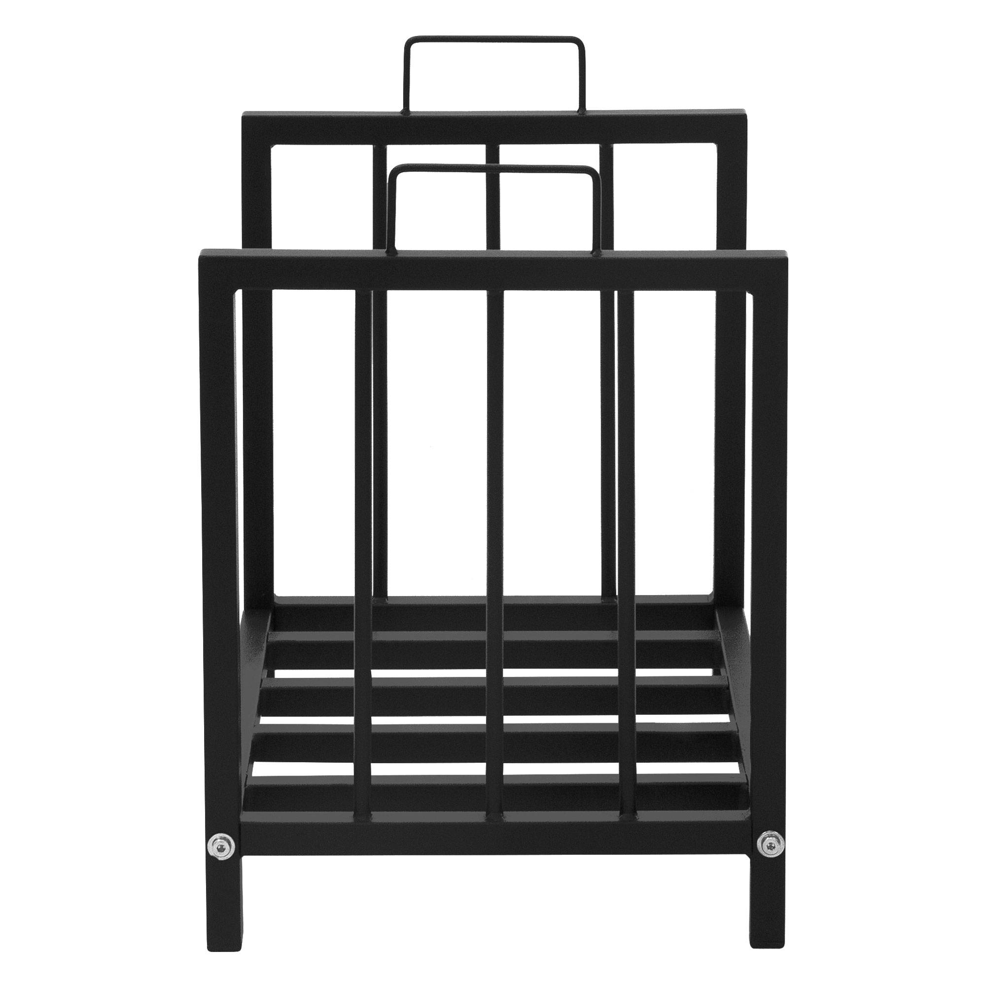 Ml-Design - Porte bûches de cheminée panier avec poignées support en acier noir 43x33x46 cm - Imagen 3