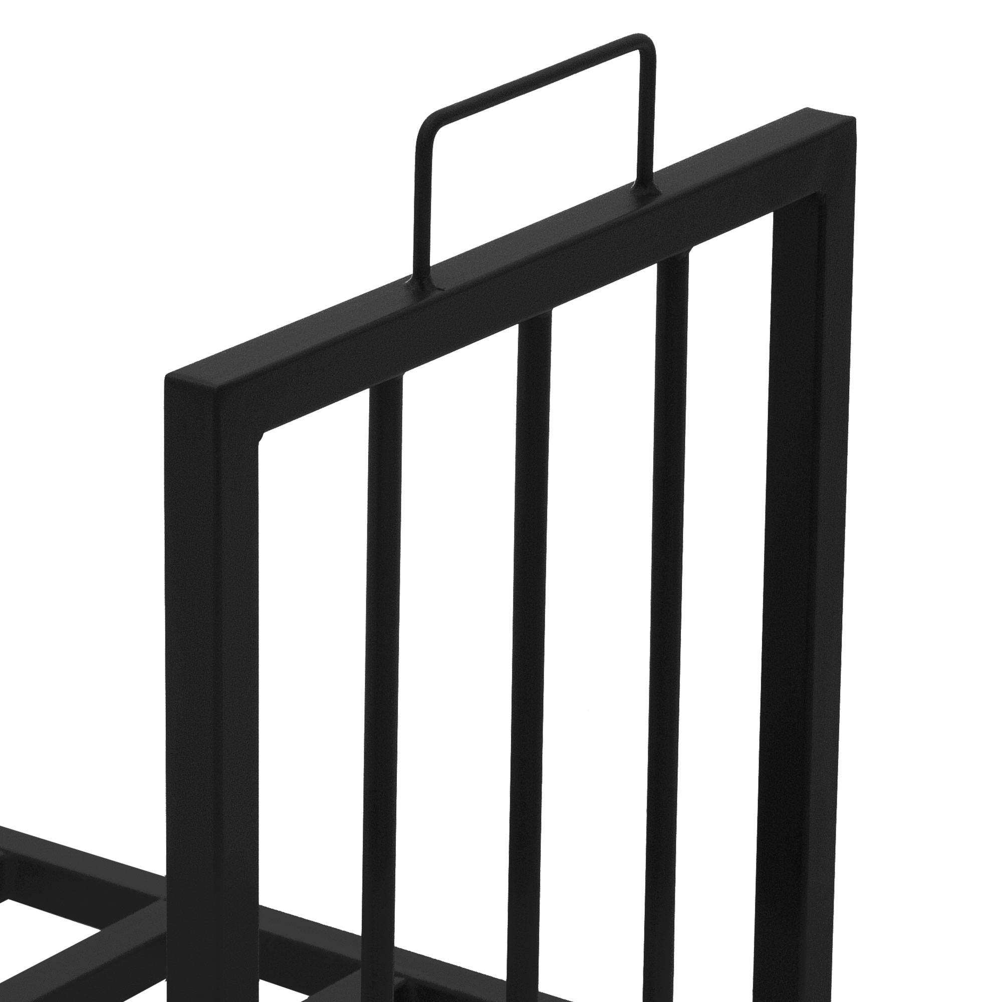 Ml-Design - Porte bûches de cheminée panier avec poignées support en acier noir 43x33x46 cm - Imagen 4