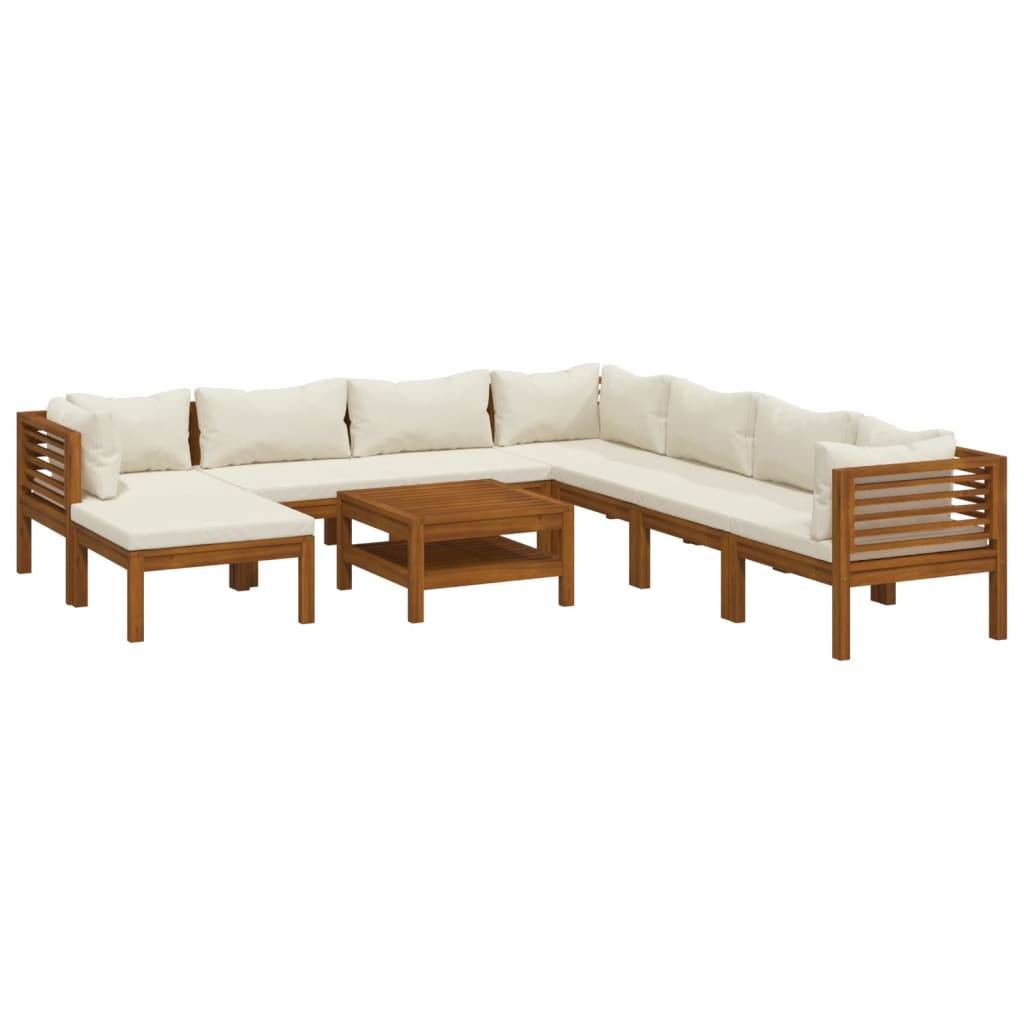 Vidaxl - Salon de jardin 9 pcs avec coussin crème Bois d'acacia solide vidaXL 3086945 - Imagen 1