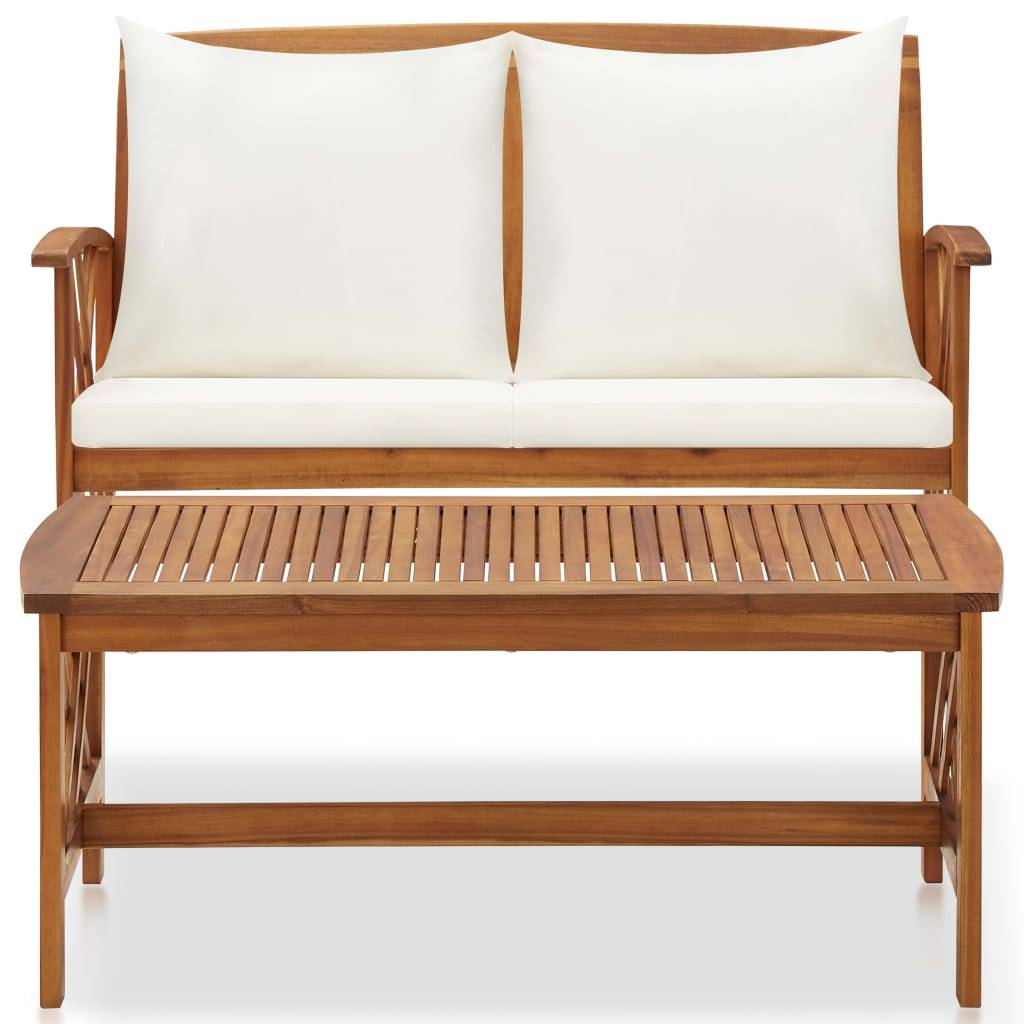 Helloshop26 - Salon de jardin meuble d'extérieur ensemble de mobilier 2 pièces avec coussins bois d'acacia solide - Imagen 2