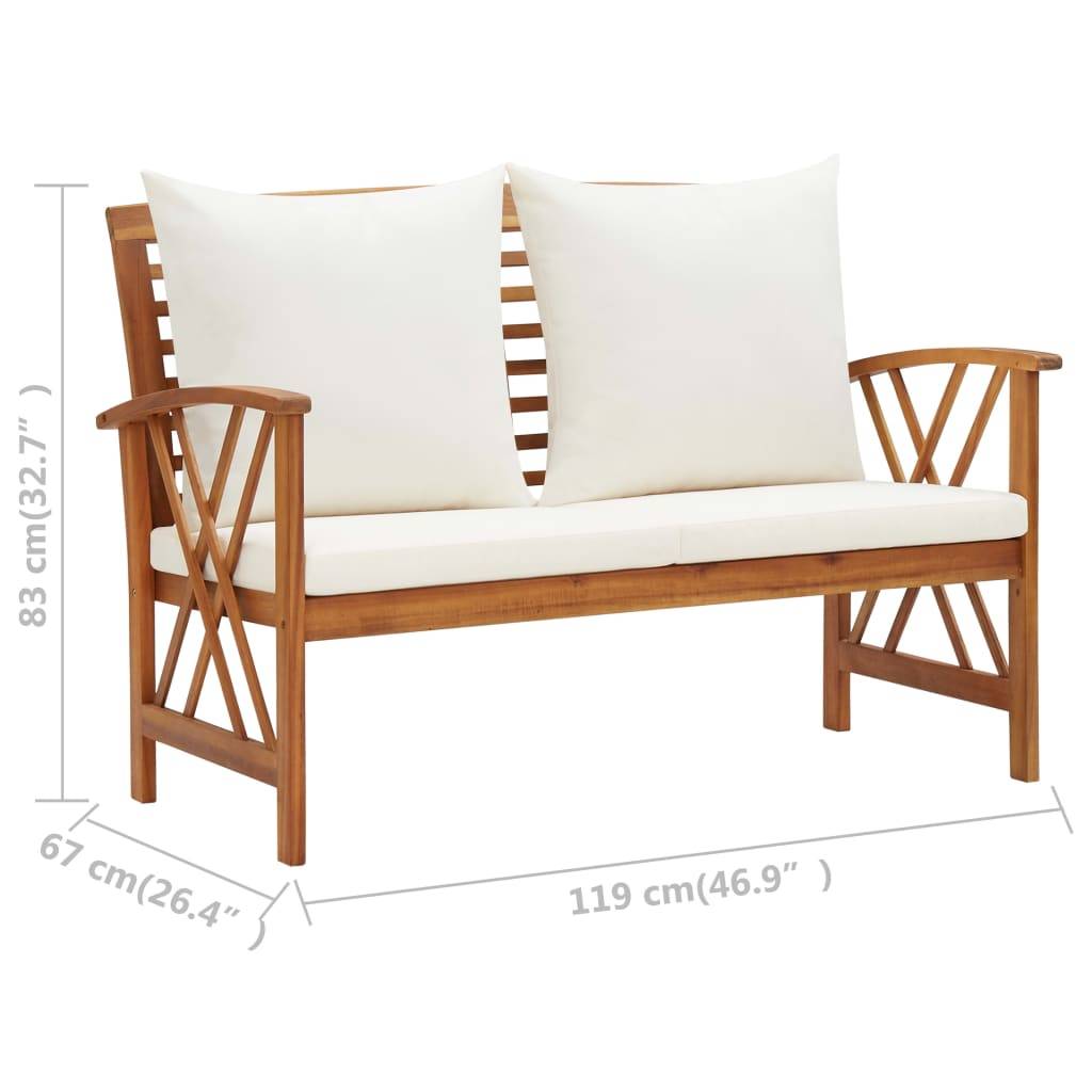 Helloshop26 - Salon de jardin meuble d'extérieur ensemble de mobilier 2 pièces avec coussins bois d'acacia solide - Imagen 7