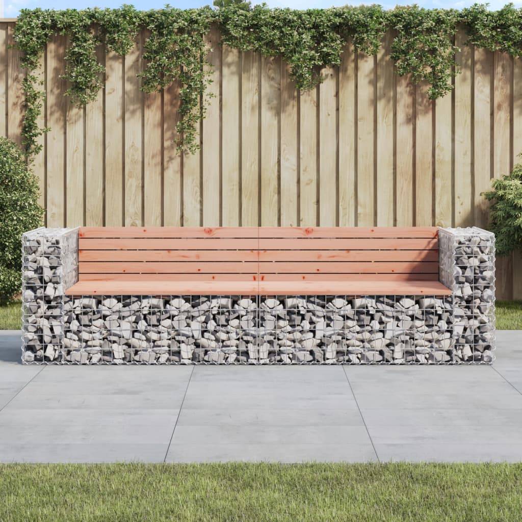 Maison Chic - Banc de jardin - Banc d'extérieur - Banquette design gabion 244x71x65,5 cm bois massif douglas - Imagen 2