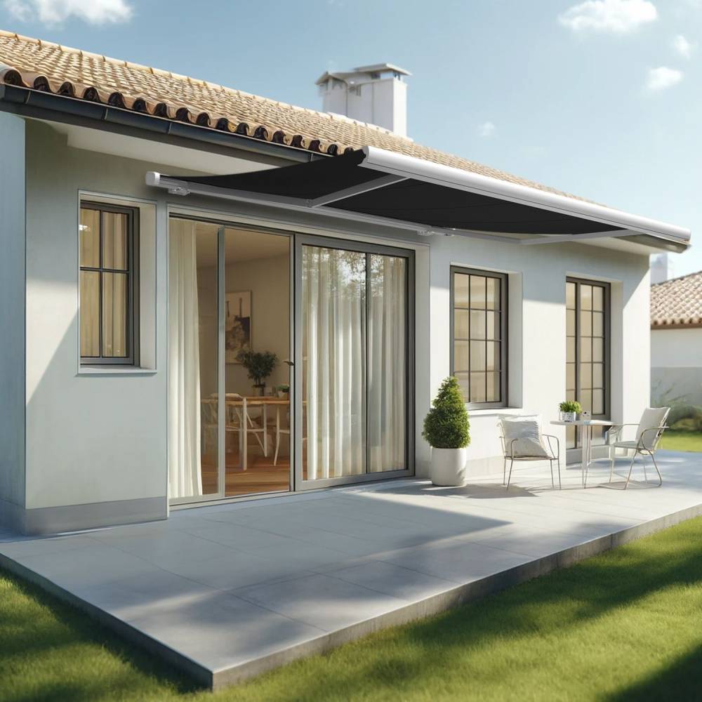 Store banne coffre MEEL 4,00x3,00m (Manuelle - Gris Graphite - Blanc) - Alia Productions - Imagen 1