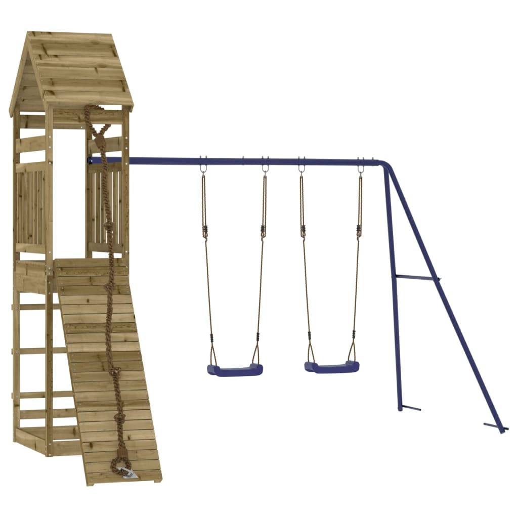 Helloshop26 - Aire de jeux d'extérieur balançoires toboggan portiques robuste jeux jardin 315 x 257 x 264 cm bois de pin imprégné - Imagen 2