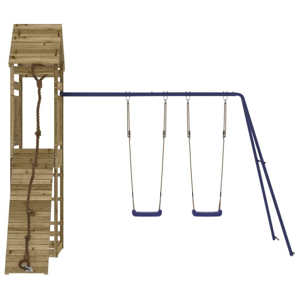 Helloshop26 - Aire de jeux d'extérieur balançoires toboggan portiques robuste jeux jardin 315 x 257 x 264 cm bois de pin imprégné - Imagen 4