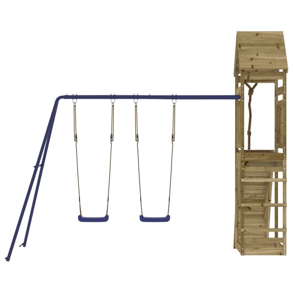 Helloshop26 - Aire de jeux d'extérieur balançoires toboggan portiques robuste jeux jardin 315 x 257 x 264 cm bois de pin imprégné - Imagen 3