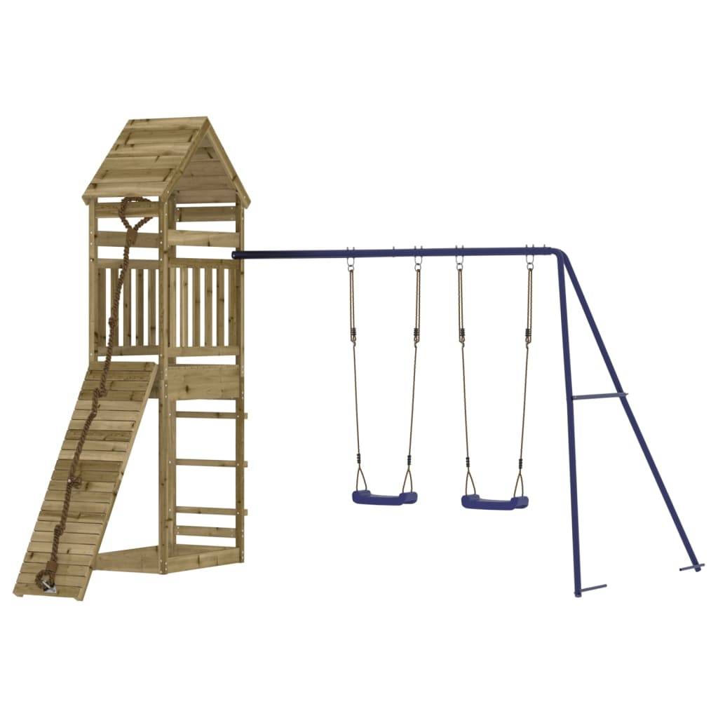 Helloshop26 - Aire de jeux d'extérieur balançoires toboggan portiques robuste jeux jardin 315 x 257 x 264 cm bois de pin imprégné - Imagen 1