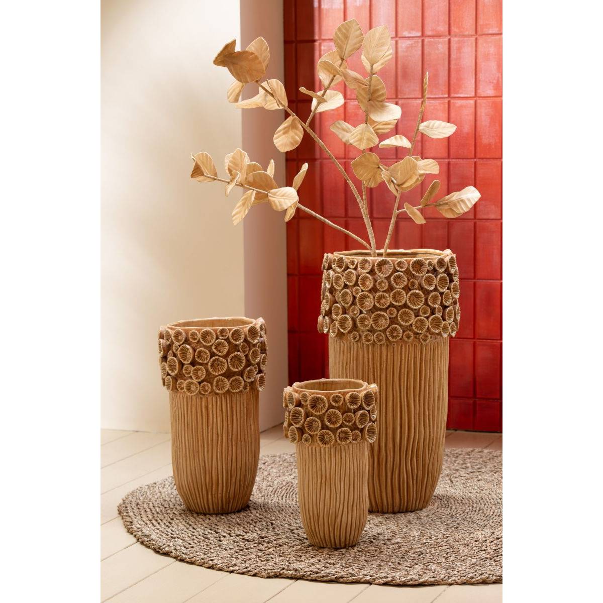Vase Corail en Argile "Isidro" 56cm Ocre - Image 4