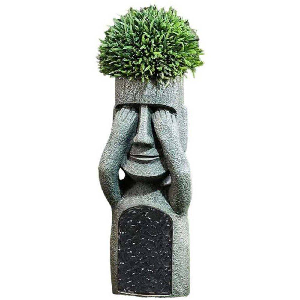 Hanah Home - Jardinière Moai en polyrésine Ne voit pas - Imagen 3