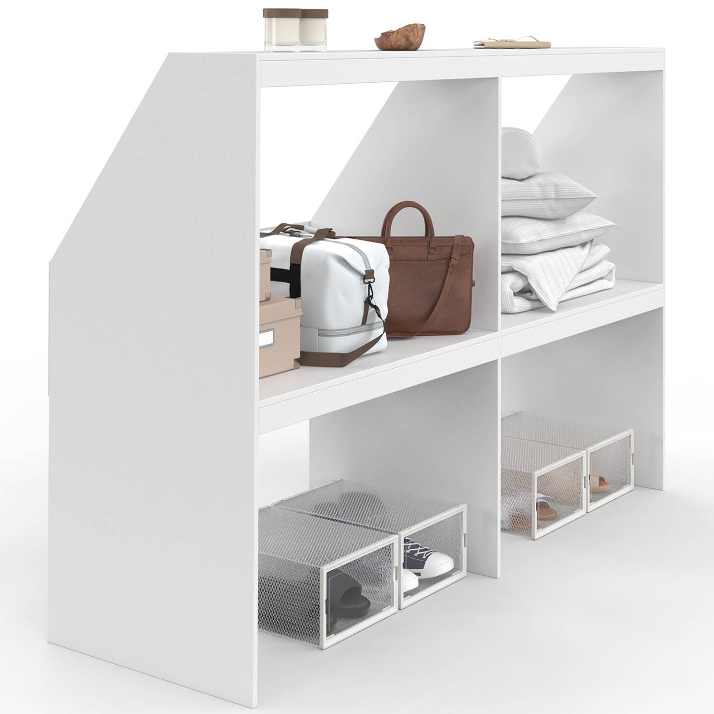 Etagère sous pente 4 cases TOMI 160 x 50 x 110/70 cm blanc - Image 2