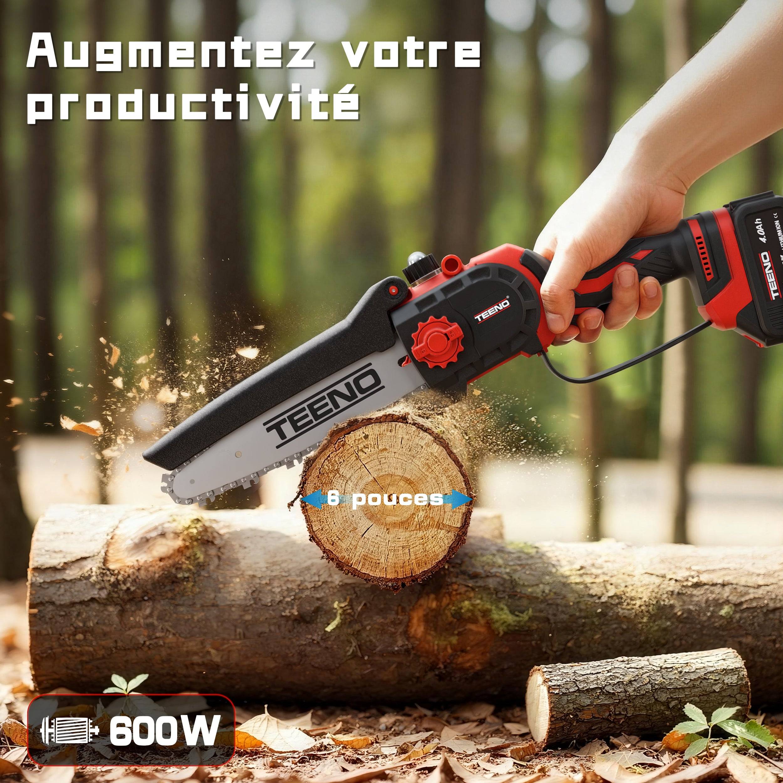 Ensemble d'outils de jardinage 2 en 1 : mini-scie sans fil de 6 pouces + sécateur électrique sans fil de 40 mm, comprend 2 batteries de 4,0 Ah - Image 6