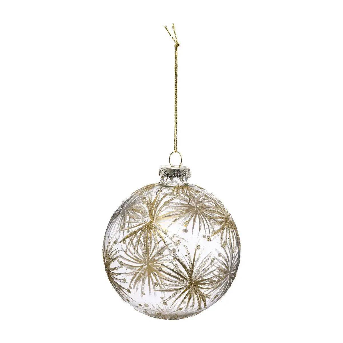 Boule de Noël Fleurs "Manoir d'Hiver" 9cm Or