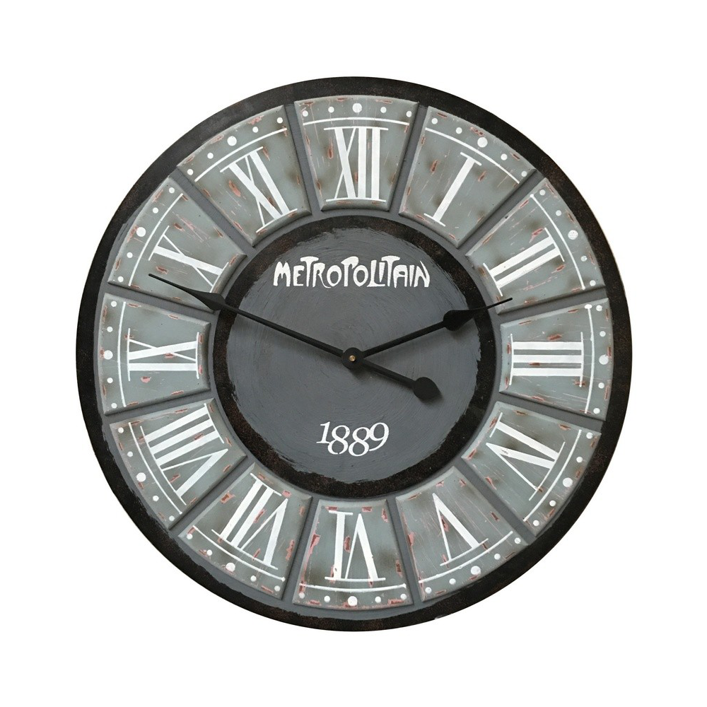 ~ Grande horloge murale décorative vintage salon bois gris noir 60cm Chemin de campagne - Imagen 1