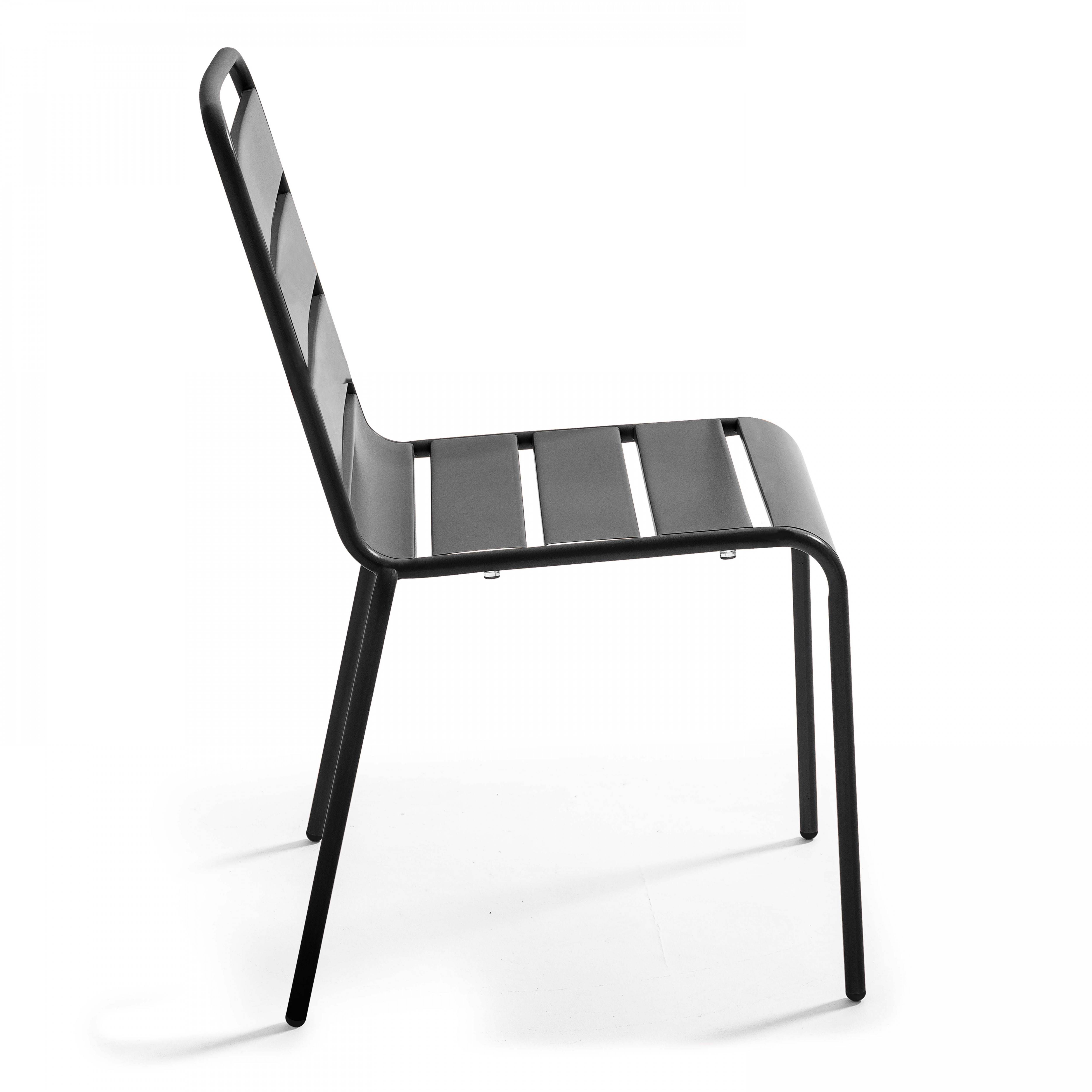 Oviala - Ensemble table de jardin ronde et 4 chaises anthracite Palavas - Oviala - Imagen 6