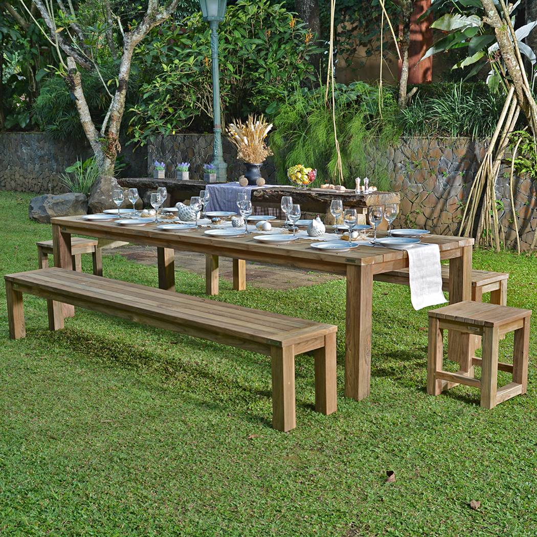 Tabouret en teck recyclé Toscagne - Gecko Jardin - Image 7
