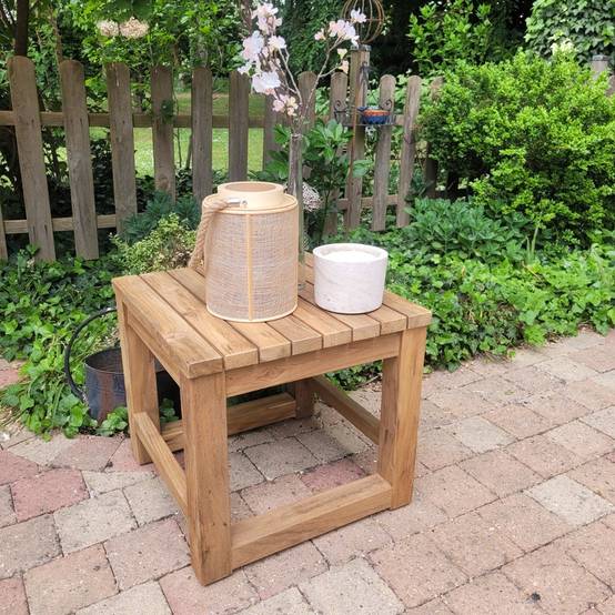 Tabouret en teck recyclé Toscagne - Gecko Jardin - Image 1